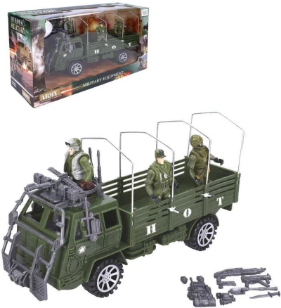 Auto vojenské plastové 31cm herní set se 3 figurkami a doplňky Auto vojenské plastové 31cm herní set se 3 figurkami a doplňky