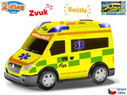Auto žlutá ambulance sanitka volný chod CZ design na baterie Světlo Zvuk