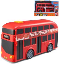 Autobus červený dvoupatrový doubledecker na baterie Světlo Zvuk