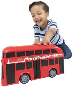 Autobus červený dvoupatrový doubledecker na baterie Světlo Zvuk