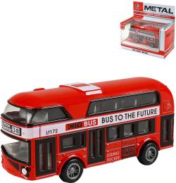 Autobus červený londýnský dvoupatrový double decker zpětný chod kov Autobus červený londýnský dvoupatrový double decker zpětný chod kov