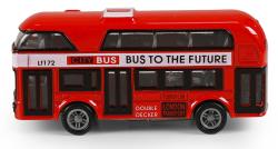Autobus červený londýnský dvoupatrový double decker zpětný chod kov