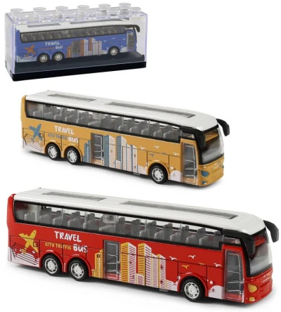 Autobus dálkový zájezdový kovový s grafikou 3 druhy Autobus dálkový zájezdový kovový s grafikou 3 druhy