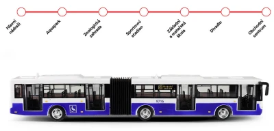 Autobus hlásí zastávky MHD Modrý zpětný chod na baterie Světlo Zvuk CZ
