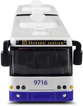 Autobus hlásí zastávky MHD Modrý zpětný chod na baterie Světlo Zvuk CZ