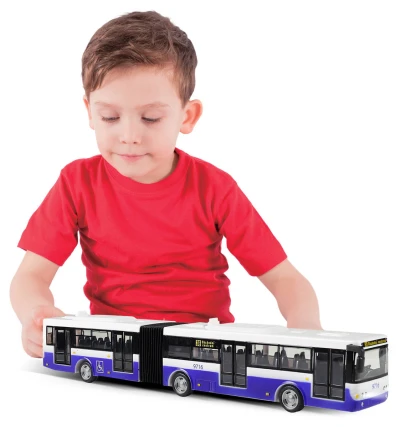 Autobus hlásí zastávky MHD Modrý zpětný chod na baterie Světlo Zvuk CZ