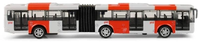 Autobus kovový červený kloubový PID Praha MHD zpětný chod