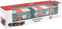 Autobus kovový červený kloubový PID Praha MHD zpětný chod