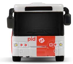 Autobus kovový červený kloubový PID Praha MHD zpětný chod