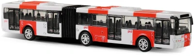 Autobus kovový červený kloubový PID Praha MHD zpětný chod