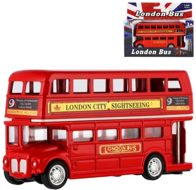 Autobus Londýn červený kovový patrový doubledecker zpětný chod Autobus Londýn červený kovový patrový doubledecker zpětný chod