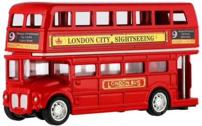 Autobus Londýn červený kovový patrový doubledecker zpětný chod