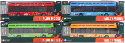 Autobus městský kovový s grafikou 4 barvy v krabici