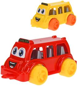 Autobus školní baby veselý barevný 26cm s obličejem 2 barvy plast Autobus školní baby veselý barevný 26cm s obličejem 2 barvy plast