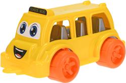 Autobus školní baby veselý barevný 26cm s obličejem 2 barvy plast