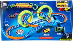 Autodráha svítící ve tmě s křížením a loopingy set s autem na baterie Světlo