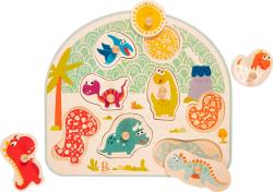 B-Toys DŘEVO Baby puzzle dinosauři vkládací na desce 8 dílků (dřevěná hračka)