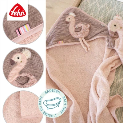 Baby Fehn Ručník s kapucí plameňák Pink