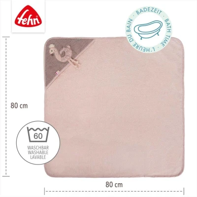 Baby Fehn Ručník s kapucí plameňák Pink