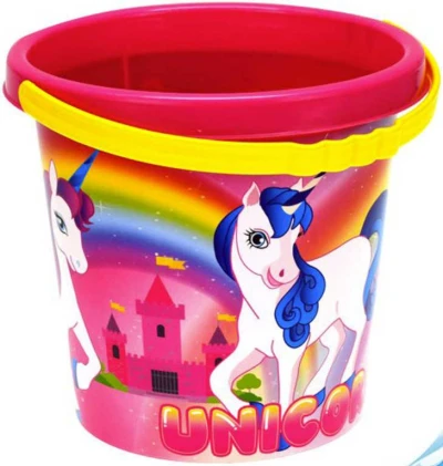 Baby kbelík na písek jednorožec 17cm holčičí růžový s obrázkem Unicorn Baby kbelík na písek jednorožec 17cm holčičí růžový s obrázkem Unicorn