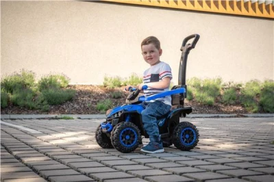 Baby Mix Dětské elektrické odrážedlo Ruggy s vodící tyčí modré