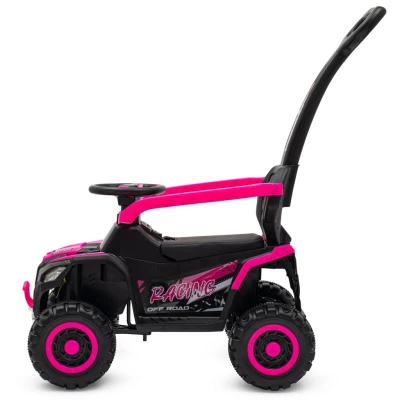 Baby Mix Dětské elektrické odrážedlo Ruggy s vodící tyčí růžové