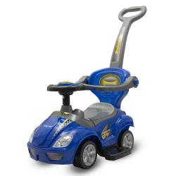 Baby Mix Dětské odrážedlo s vodící tyčí 3v1 Mega Car modré