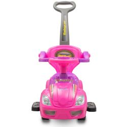Baby Mix Dětské odrážedlo s vodící tyčí 3v1 Mega Car růžové