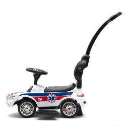 BABY MIX Dětské odrážedlo se zvukem a vodící tyčí AMBULANCE bílé