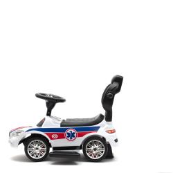 BABY MIX Dětské odrážedlo se zvukem a vodící tyčí AMBULANCE bílé