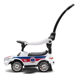 BABY MIX Dětské odrážedlo se zvukem a vodící tyčí AMBULANCE bílé