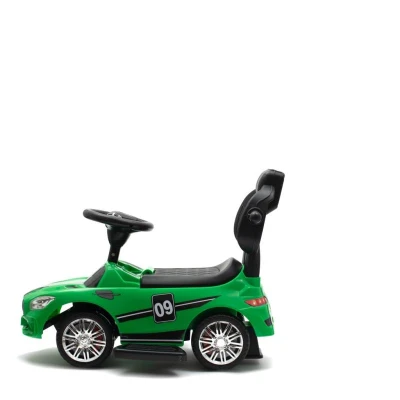 BABY MIX Dětské odrážedlo se zvukem a vodící tyčí RACER zelené