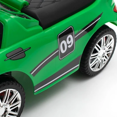 BABY MIX Dětské odrážedlo se zvukem a vodící tyčí RACER zelené