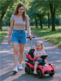 BABY MIX Dětské odrážedlo Speed s vodící tyčí červené