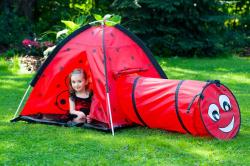 Baby Mix Dětský stan Beruška s tunelem červený