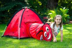 Baby Mix Dětský stan Beruška s tunelem červený