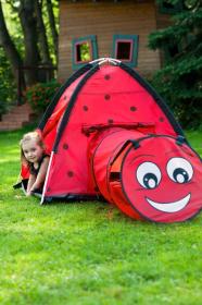 Baby Mix Dětský stan Beruška s tunelem červený