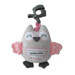Baby Mix Edukační hrající plyšová hračka s klipem sova růžová Baby Mix Edukační hrající plyšová hračka s klipem sova růžová