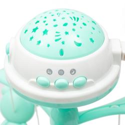 BABY MIX Kolotoč nad postýlku se světelným projektorem mátový