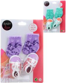 Baby Rose set ponožky a botičky 1 pár pro panenku miminko 40cm 2 druhy Baby Rose set ponožky a botičky 1 pár pro panenku miminko 40cm 2 druhy