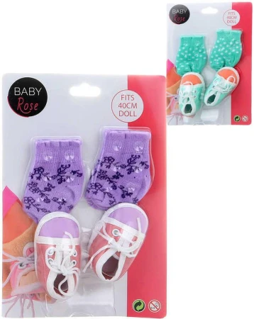 Baby Rose set ponožky a botičky 1 pár pro panenku miminko 40cm 2 druhy Baby Rose set ponožky a botičky 1 pár pro panenku miminko 40cm 2 druhy