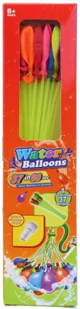 Balónky barevné vodní bomby set 37ks 1 pack s adaptérem 4 barvy