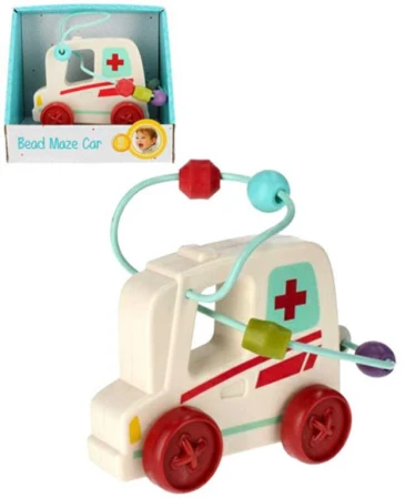 Bam Bam Baby auto sanitka na setrvačník labyrint motorický s korálky plast Bam Bam Baby auto sanitka na setrvačník labyrint motorický s korálky plast
