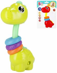 Bam Bam Baby dinosaurus hudební na baterie pro miminko 2 barvy Světlo Zvuk