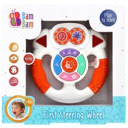 Bam Bam Baby hudební volant interaktivní na baterie 2 barvy Světlo Zvuk