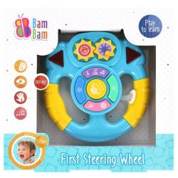 Bam Bam Baby hudební volant interaktivní na baterie 2 barvy Světlo Zvuk