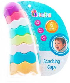 Bam Bam Baby kelímky barevné stohovací set 8ks pro miminko Bam Bam Baby kelímky barevné stohovací set 8ks pro miminko