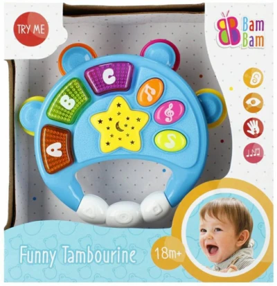 Bam Bam Baby tamburína veselá hudební na baterie Světlo Zvuk