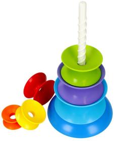Bam Bam Baby Věž vzdělávací navlékací pyramida 35cm pro miminko plast
