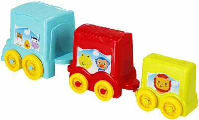Bam Bam Baby vláček mašinka se 2 vagóny vzdělávací zvířata pro miminko